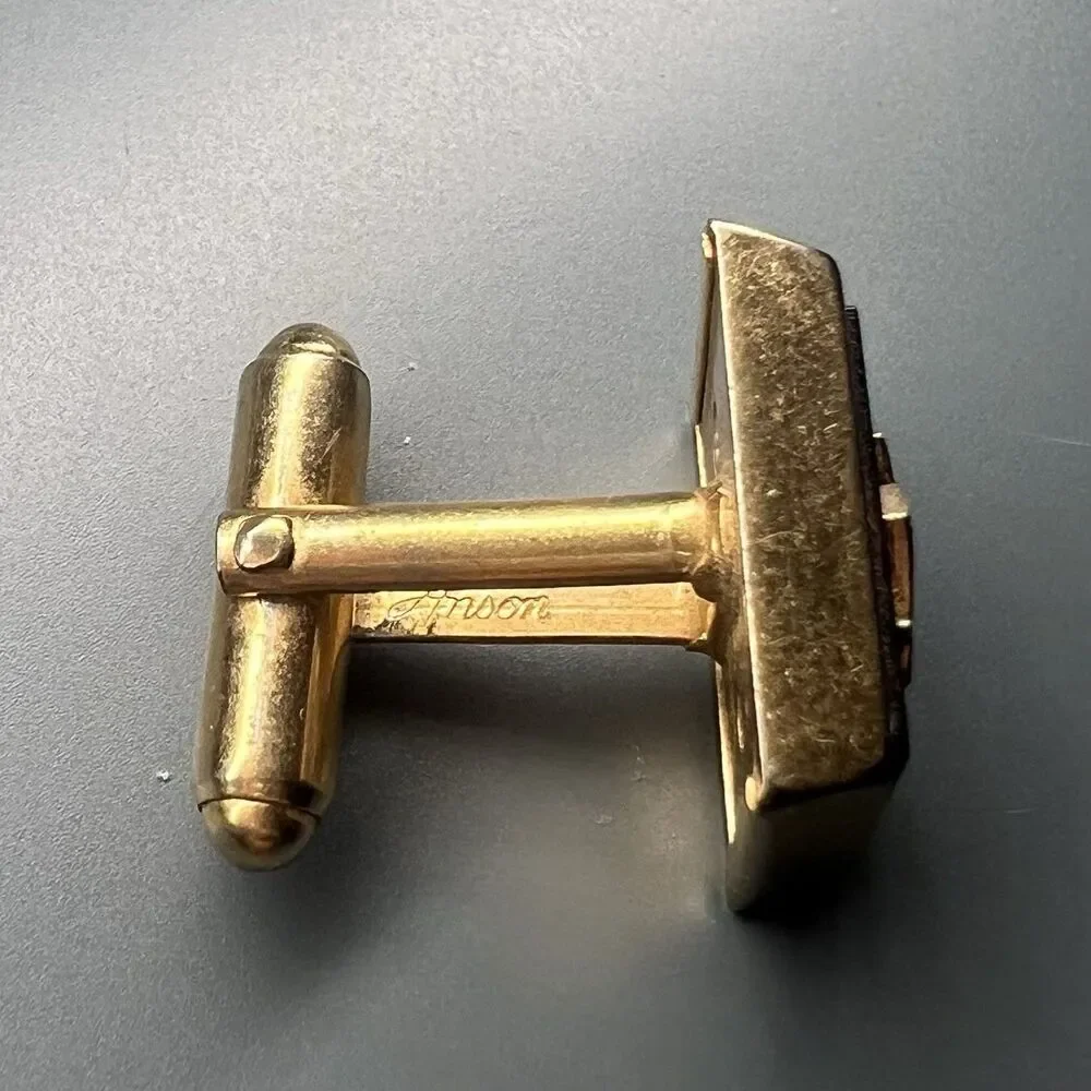 Vintage Anson Masonic Shriners Gold Tone With Red Tie Clip and Cuff Links